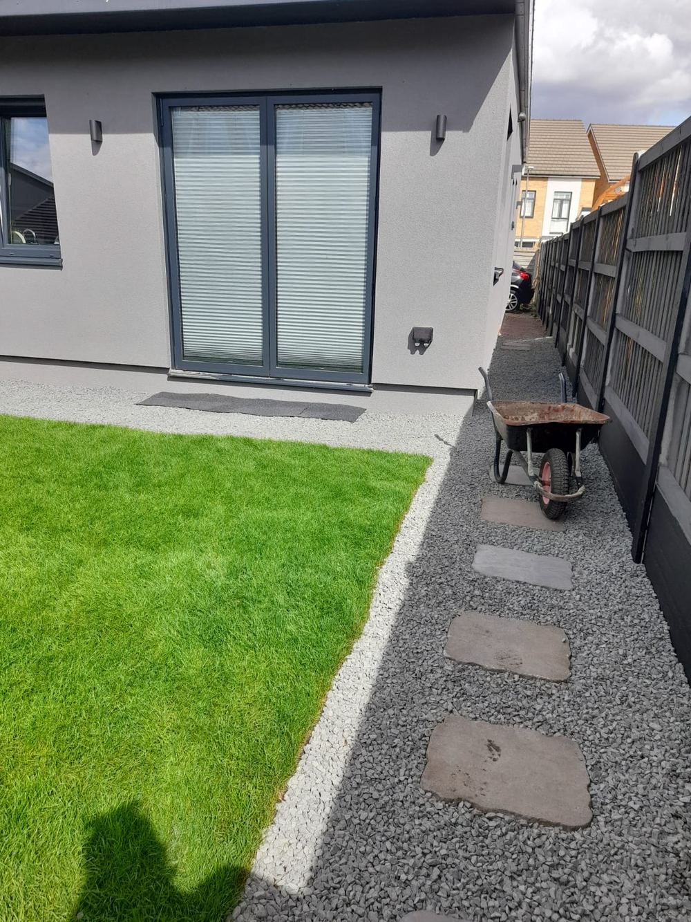 Completed three-bedroom house built on a former garden plot
