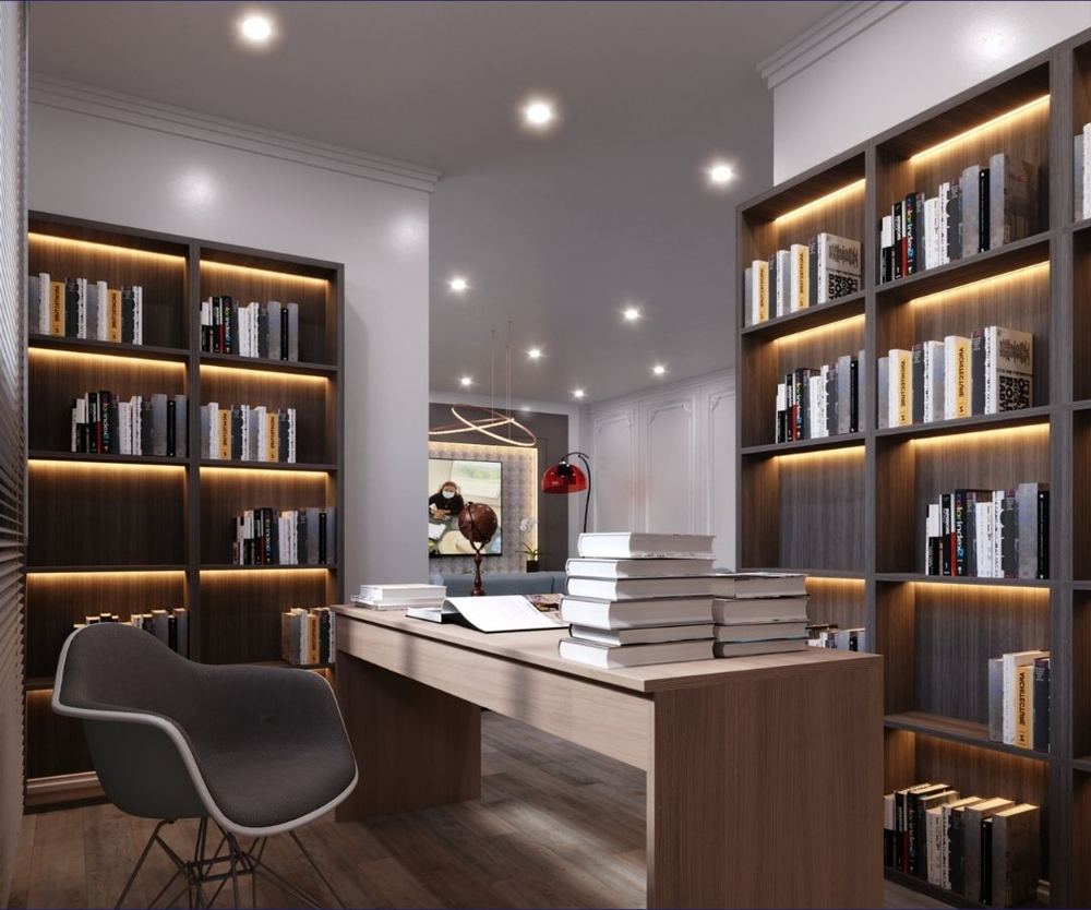 Edmonton Villa — The study, lined with integrated joinery